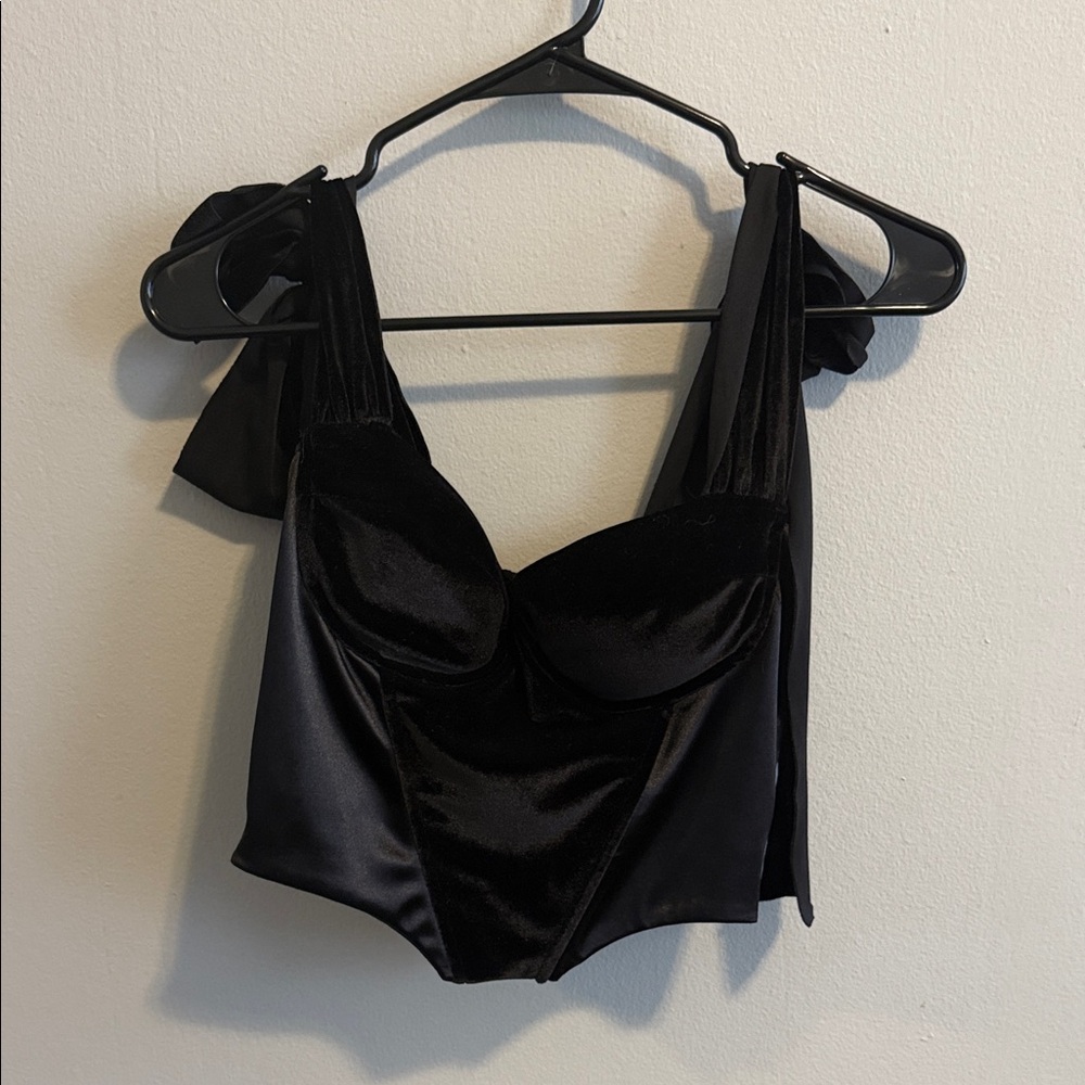 Black Satin Bustier Top